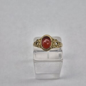 Carnelian Crystal Adjustable Brass Ring for Women