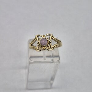 Amethyst Crystal Brass Adjustable Ring