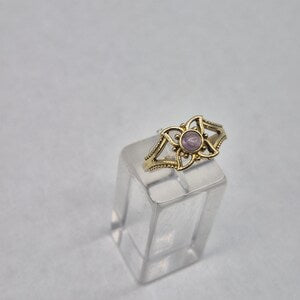 Amethyst Crystal Brass Adjustable Ring