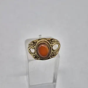 Carnelian Crystal Adjustable Brass Ring for Women