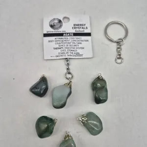 Polished Green Agate Keychain – Green Crystal Gemstone Accessory
