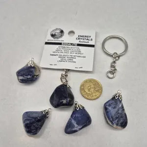 Polished Sodalite Keychain – Blue Crystal Gemstone Accessory