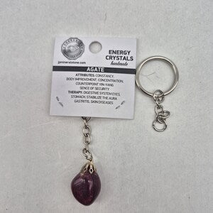 Polished Pink Agate Keychain – Pink Crystal Gemstone Accessory