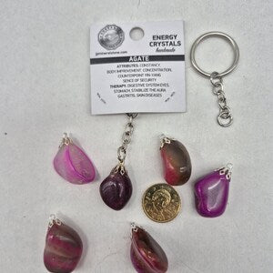 Polished Pink Agate Keychain – Pink Crystal Gemstone Accessory