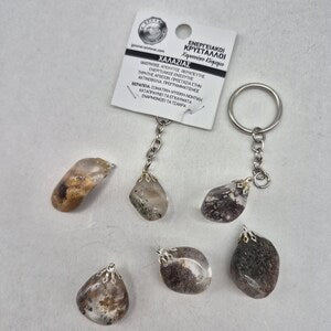 Polished Garden Quartz Keychain – Lodolite Crystal Gemstone Accessory