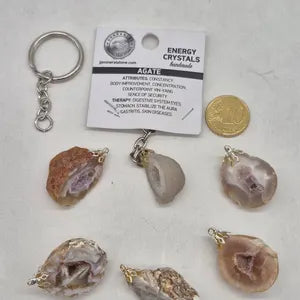 Agate Geode Keychain – Natural Crystal Gemstone Accessory