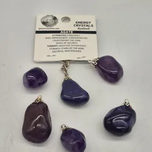Polished Purple Agate Keychain – Purple Crystal Gemstone Accessory