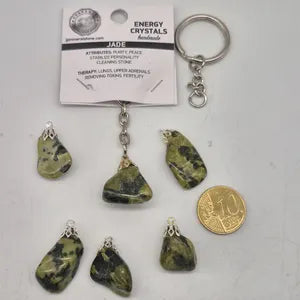 Polished Jade Keychain – Green Crystal Gemstone Accessory