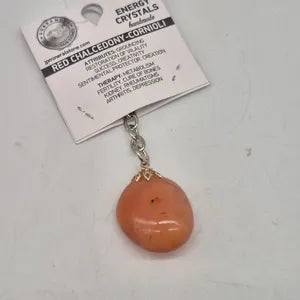 Polished Carnelian Keychain – Orange Red Crystal Gemstone Accessory