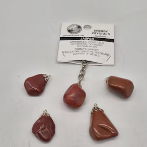 Polished Red Jasper Keychain – Red Crystal Gemstone Accessory