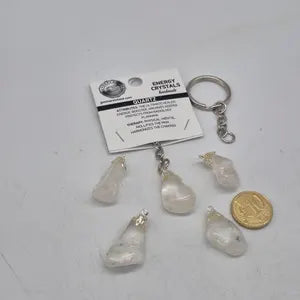 Polished Clear Quartz Keychain – Clear Gemstone Accessory
