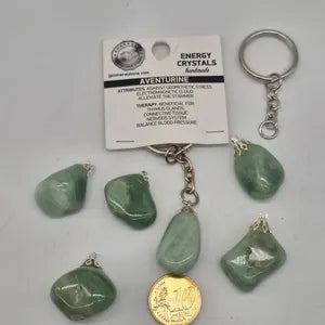 Polished Green Aventurine Keychain – Green Crystal Gemstone Accessory