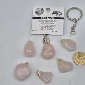 Polished Rose Quartz Keychain – Pink Crystal Gemstone Accessory