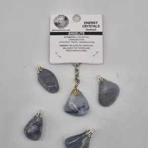 Polished Angelite Keychain – Light Blue Crystal Gemstone Accessory