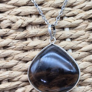 Luxury Smoked Quartz Sterling Silver 925 Pendant Cabochon Cut Healing Crystal Accessories Zodiac Mineral Stone