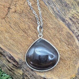 Luxury Smoked Quartz Sterling Silver 925 Pendant Cabochon Cut Healing Crystal Accessories Zodiac Mineral Stone