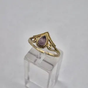 Amethyst Crystal Brass Adjustable Ring