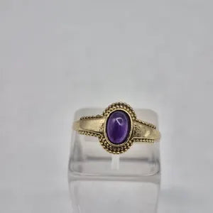 Amethyst Crystal Brass Adjustable Ring