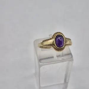 Amethyst Crystal Brass Adjustable Ring
