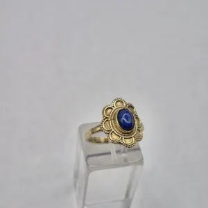 Lapis Lapis Crystal Brass Adjustable Ring for Women