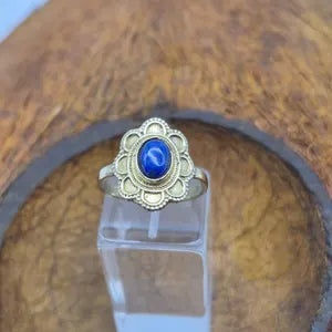 Lapis Lapis Crystal Brass Adjustable Ring for Women