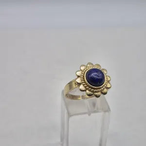 Lapis Lapis Crystal Brass Adjustable Ring for Women