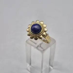 Lapis Lapis Crystal Brass Adjustable Ring for Women