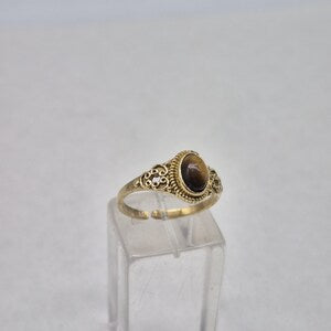 Tiger's Eye Crystal Brass Ring