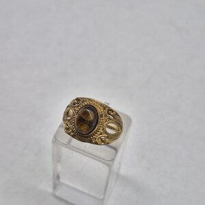 Tiger's Eye Crystal Brass Ring