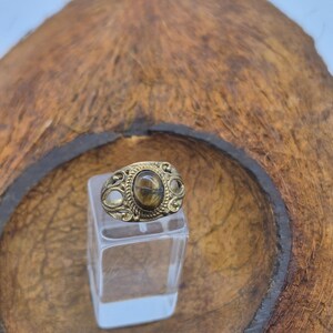 Tiger's Eye Crystal Brass Ring