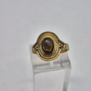 Tiger's Eye Crystal Brass Ring
