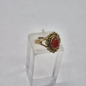 Carnelian Crystal Adjustable Brass Ring for Women