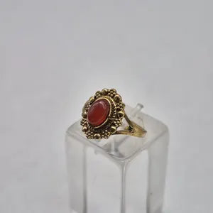 Carnelian Crystal Adjustable Brass Ring for Women