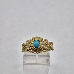 Turquoise Crystal Brass Ring