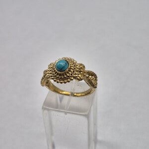 Turquoise Crystal Brass Ring