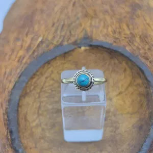 Turquoise Crystal Brass Ring