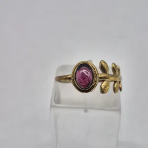 Red Garnet Crystal Brass Ring