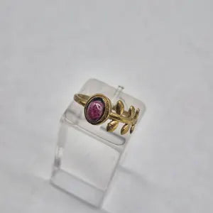 Red Garnet Crystal Brass Ring
