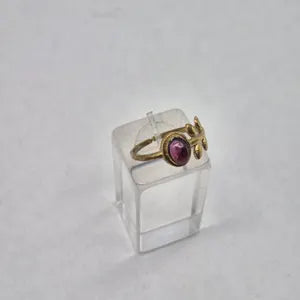 Red Garnet Crystal Brass Ring