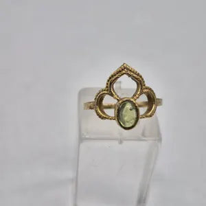 Peridot Ring – Adjustable Brass Green Gemstone Ring for Women