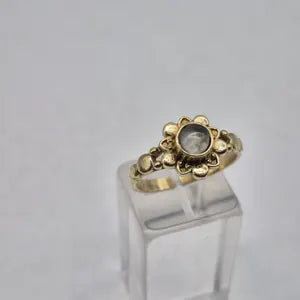 Clear Quartz Ring – Adjustable Brass Crystal Ring for Women