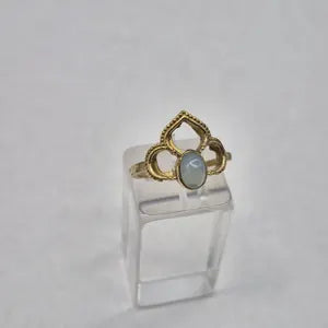 Blue Calcite Ring – Adjustable Brass Blue Gemstone Ring for Women