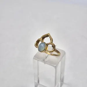 Blue Calcite Ring – Adjustable Brass Blue Gemstone Ring for Women