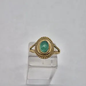 Green Aventurine Brass Adjustable Ring for Women