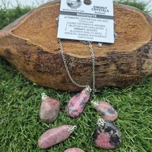 Rhodonite Necklace – Pink Natural Crystal Jewelry