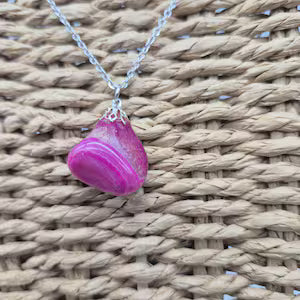 Pink Agate Necklace – Natural Pink Crystal Stone Pendant