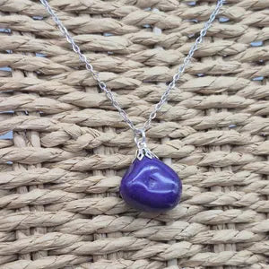 Purple Agate Necklace – Natural Pink Crystal Stone Pendant