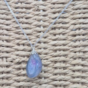 Agate Geode Necklace – Natural Druzy Stone Stainless Steel Jewelry