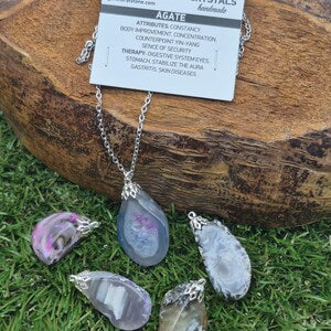 Agate Geode Necklace – Natural Druzy Stone Stainless Steel Jewelry