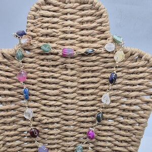 Χειροποίητο επιχρυσωμένο κολιέ από φυσικό αχάτη θεραπευτικό κρύσταλλο βραχιόλι κολιέ προστασίας κιτρίνης